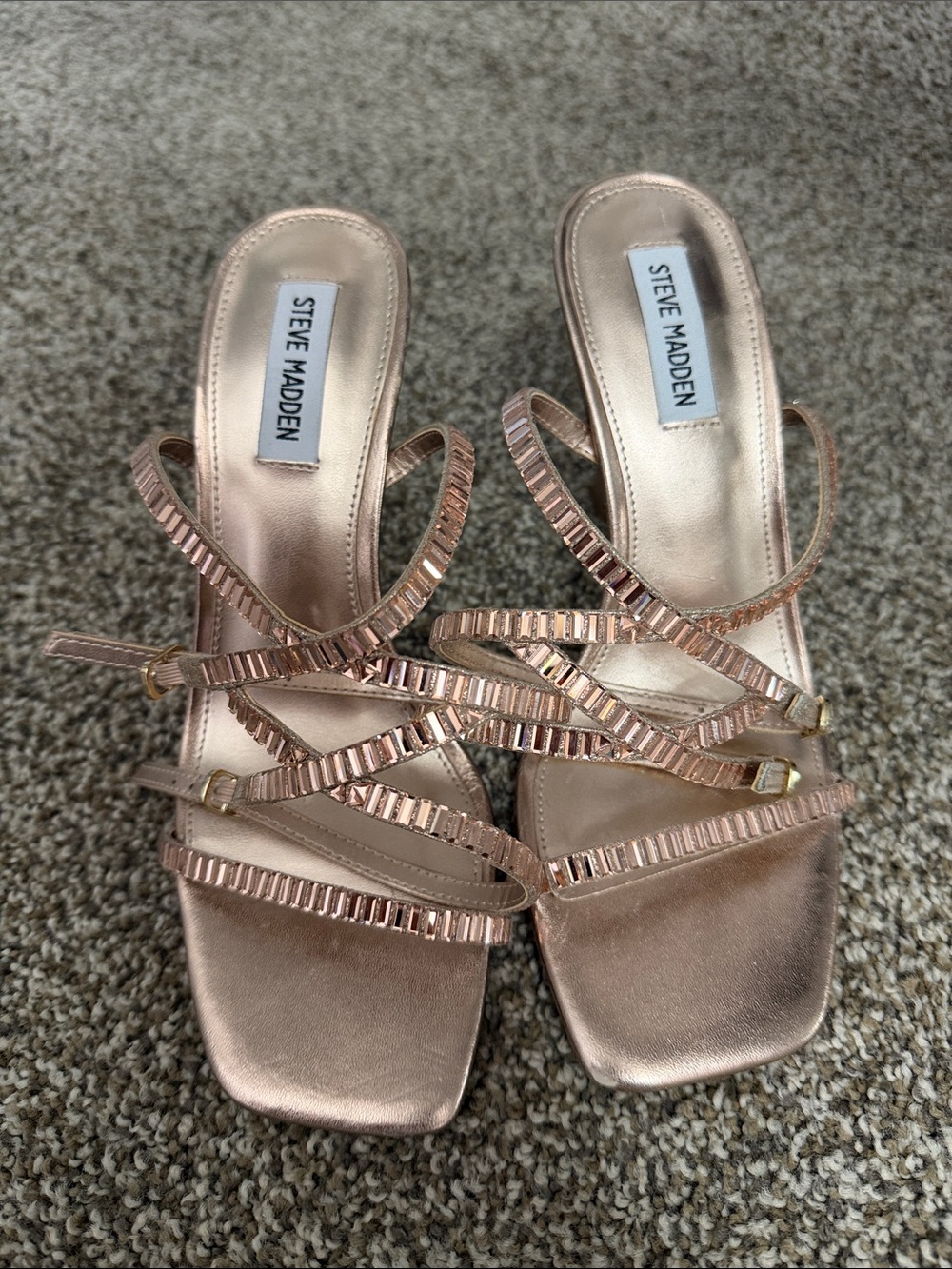 Steve Madden Metallic Rose Gold Strappy Heeled Sandals